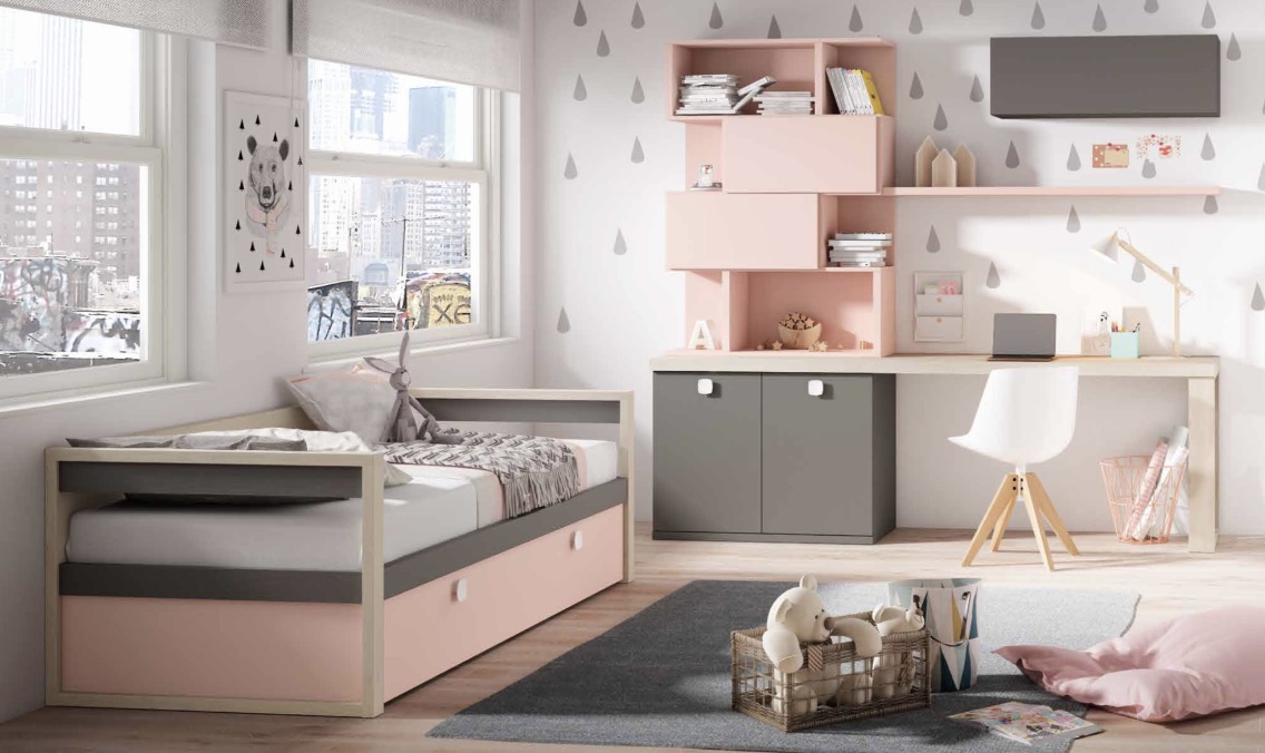 Dormitorio juvenil con zona de estudio Drops | Muebles Toscana