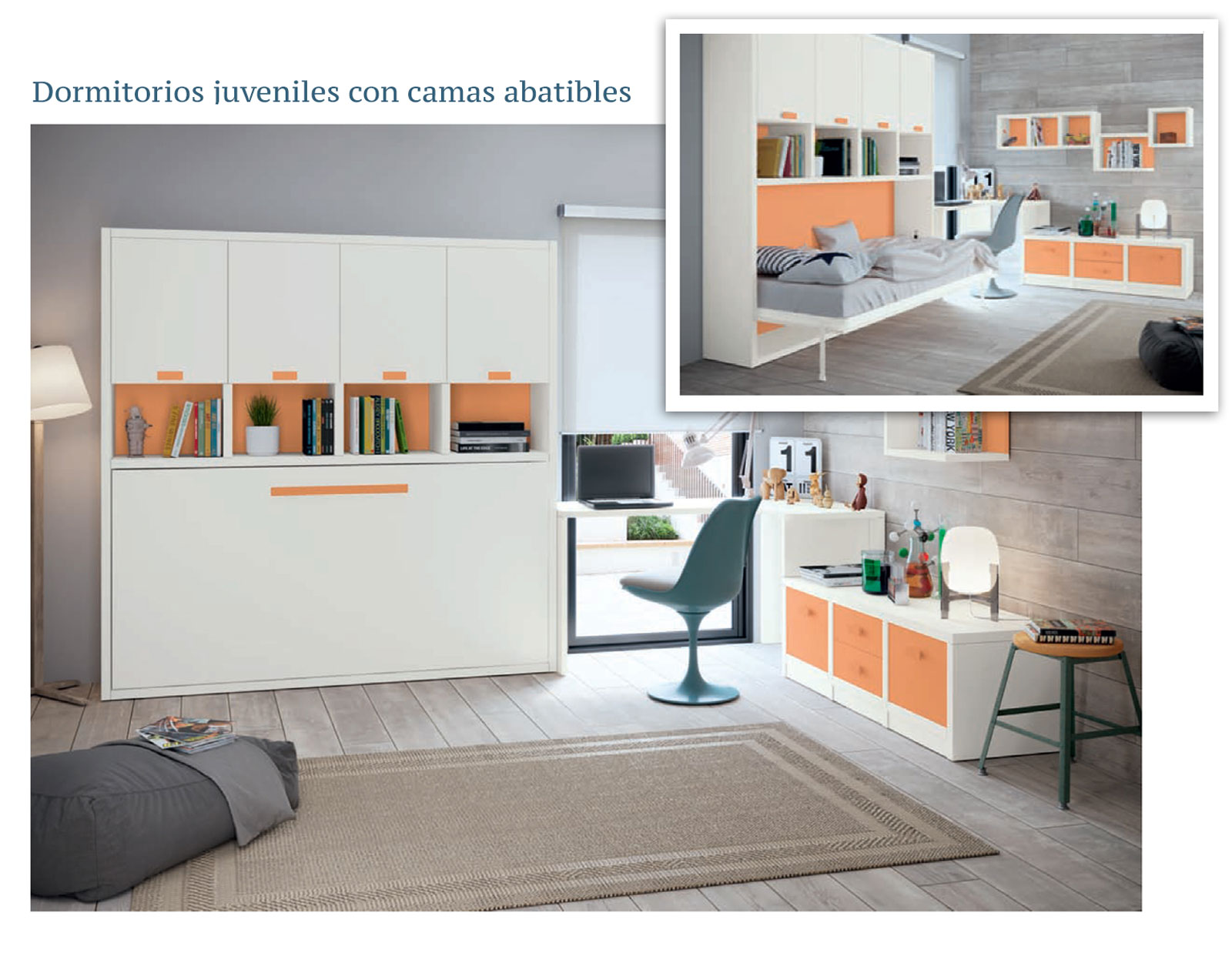 Dormitorio juvenil con cama abatible Muebles Toscana