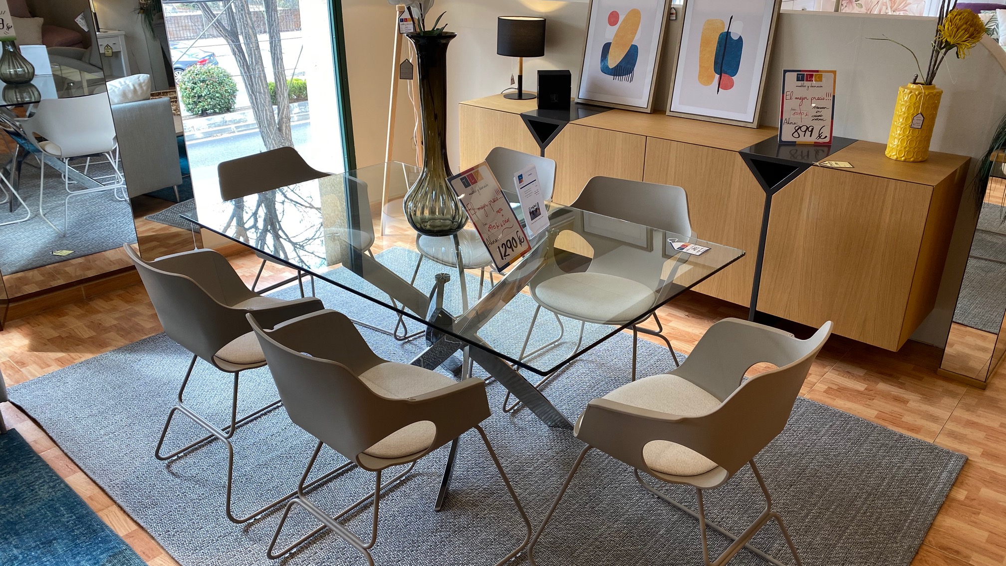 Conjunto mesa de cristal + 6 sillas | Muebles Toscana