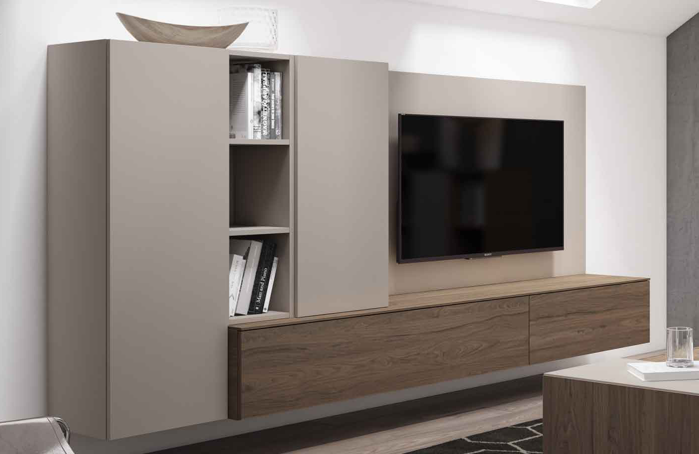 Lanmobel 27, mueble de salon colgado en la pared