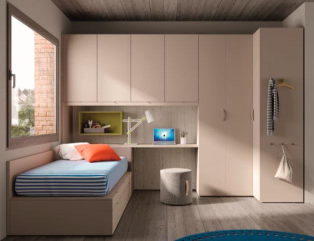 Dormitorio Infantil-Juvenil Abeto, Tórtora, Arena y Oliva | Muebles Toscana