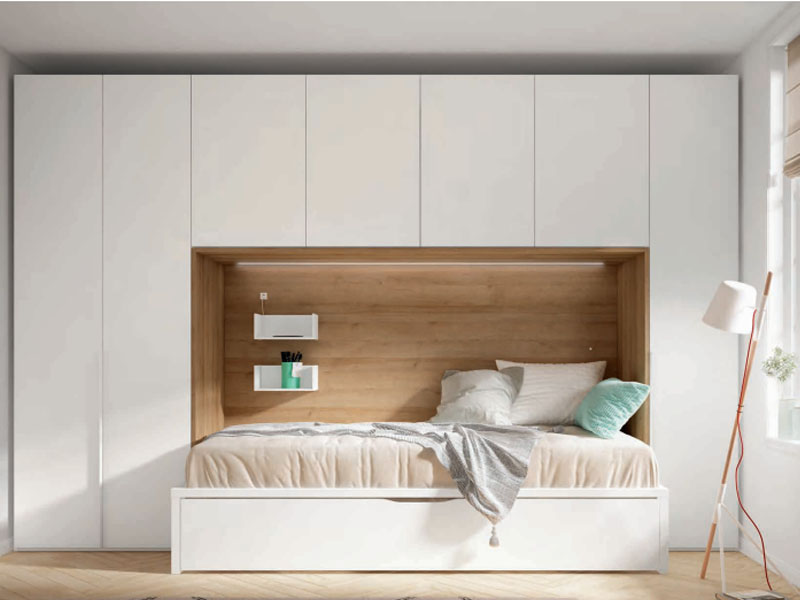 Cama nido blanca de madera a medida