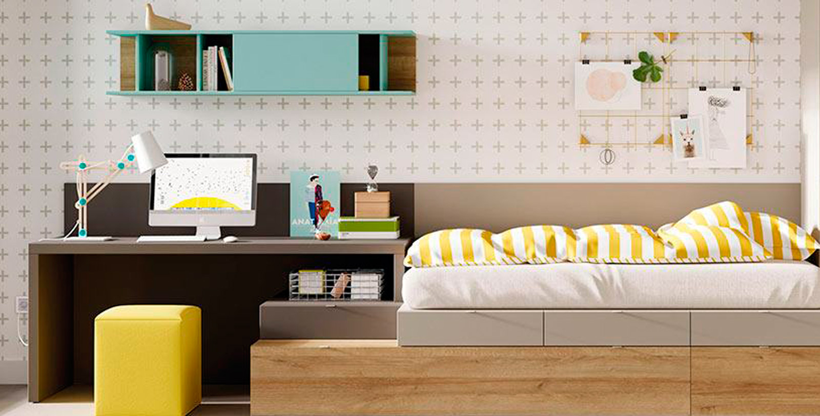 Cama y escritorio dKubox e Muebles Toscana