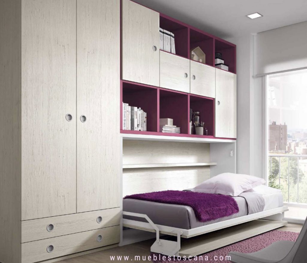 Dormitorio juvenil con cama abatible
