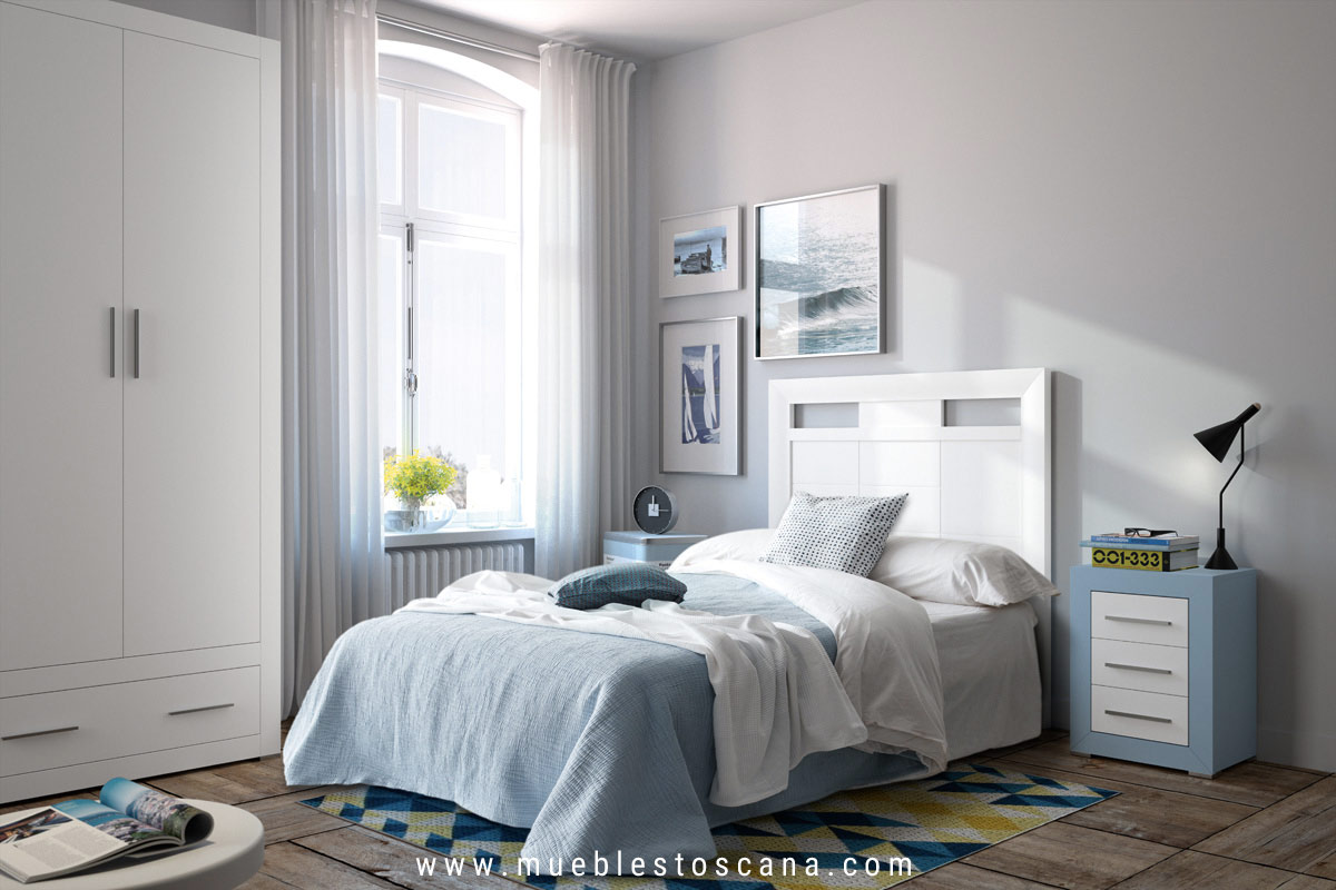 Dormitorio juvenil moderno azul Low Cost | Muebles Toscana