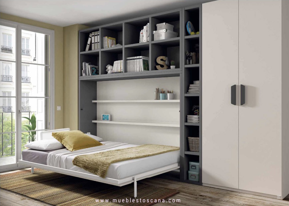 Dormitorio juvenil con camas abatibles